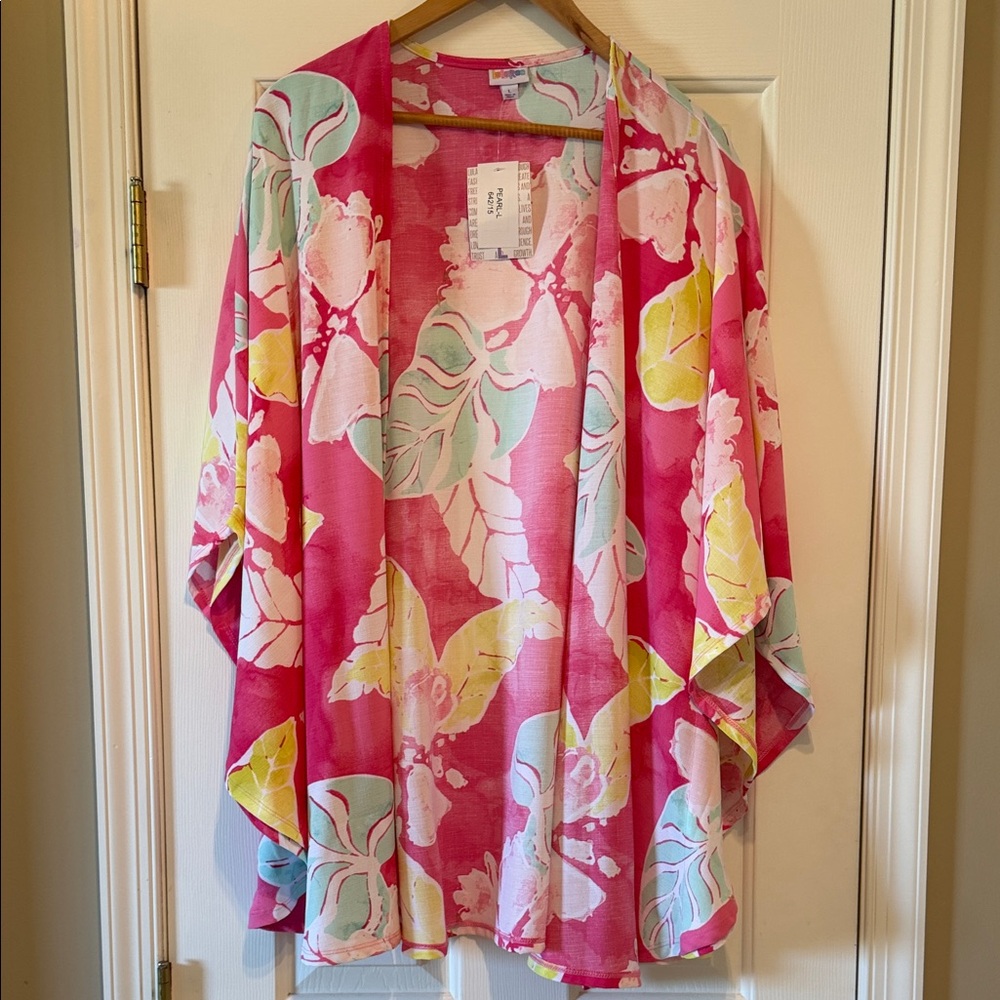 LuLaRoe Pink and Mint Floral Lightweight Top